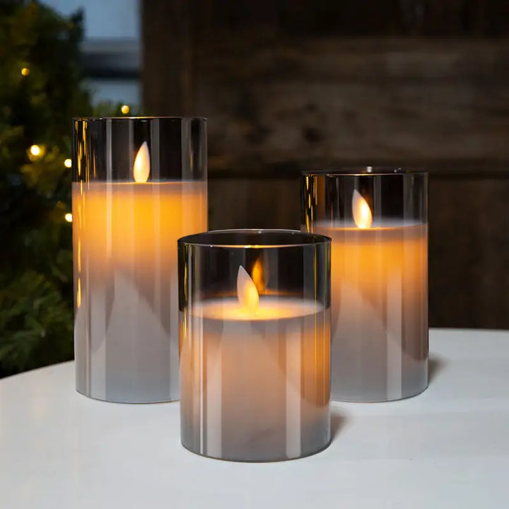 Flameless LED Candles in Glass – Set Kalsten