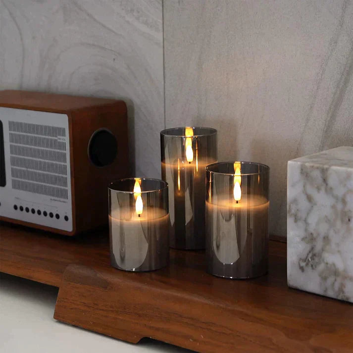 Flameless LED Candles in Glass – Set Kalsten