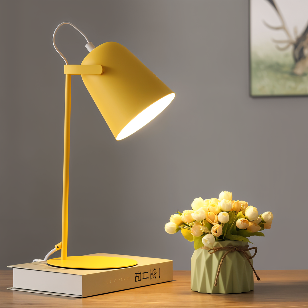 Macaron Desk Lamp – Nordic Yellow Adjustable Table Lamp for Reading & Study | Kalsten