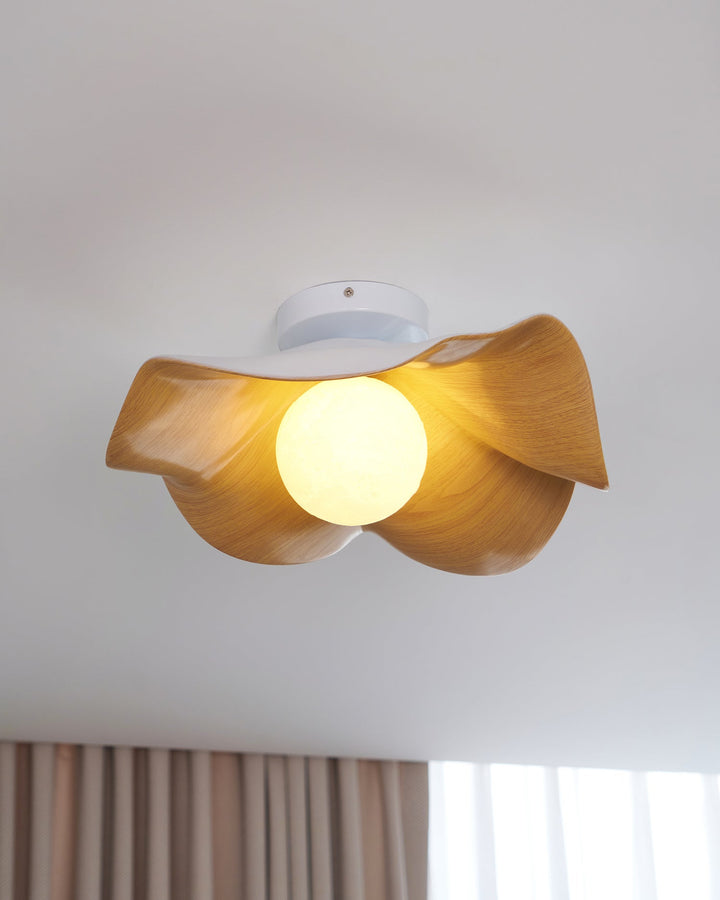 Ceiling Light Resin Wood Grain 11 in Flush Mount Bathroom Hallway Wall Fixture Modern Minimalist | Kalsten