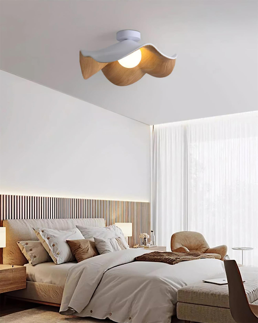 Ceiling Light Resin Wood Grain 11 in Flush Mount Bathroom Hallway Wall Fixture Modern Minimalist | Kalsten