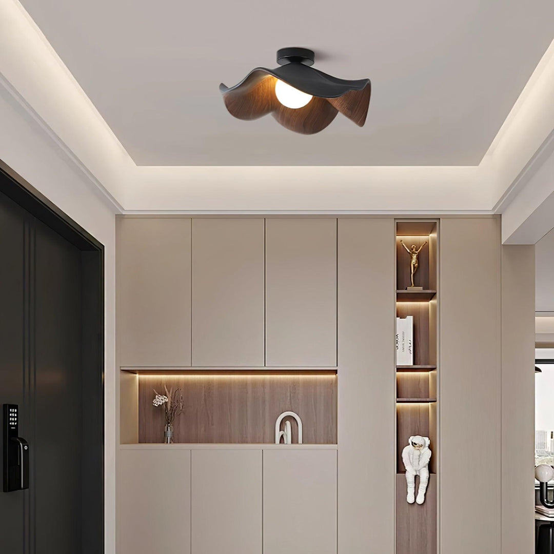 Ceiling Light Resin Wood Grain 11 in Flush Mount Bathroom Hallway Wall Fixture Modern Minimalist | Kalsten