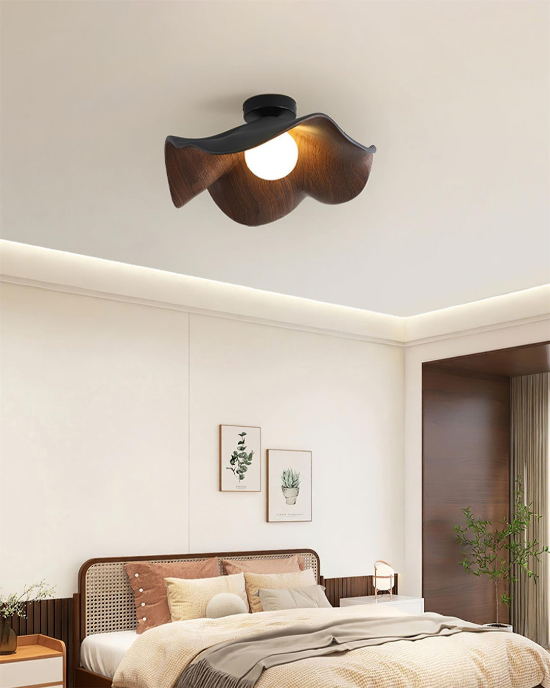 Ceiling Light Resin Wood Grain 11 in Flush Mount Bathroom Hallway Wall Fixture Modern Minimalist | Kalsten