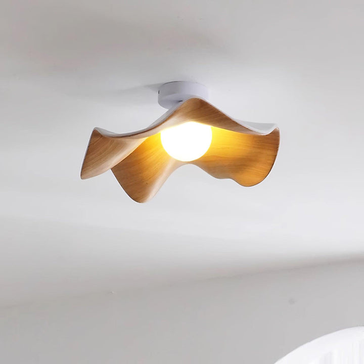 Ceiling Light Resin Wood Grain 11 in Flush Mount Bathroom Hallway Wall Fixture Modern Minimalist | Kalsten