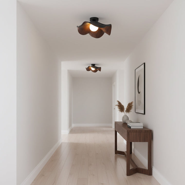 Ceiling Light Resin Wood Grain 11 in Flush Mount Bathroom Hallway Wall Fixture Modern Minimalist | Kalsten