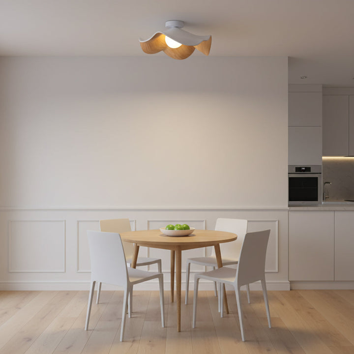 Ceiling Light Resin Wood Grain 11 in Flush Mount Bathroom Hallway Wall Fixture Modern Minimalist | Kalsten