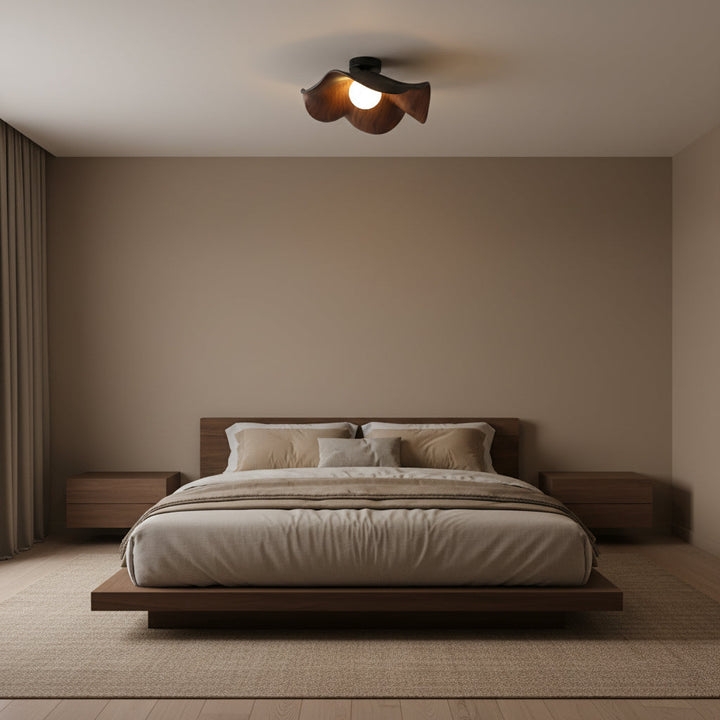 Ceiling Light Resin Wood Grain 11 in Flush Mount Bathroom Hallway Wall Fixture Modern Minimalist | Kalsten