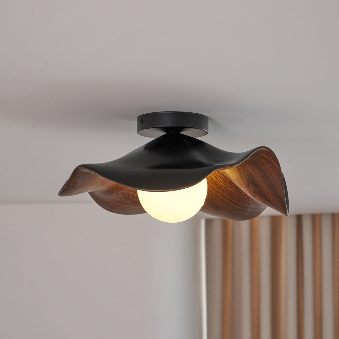 Ceiling Light Resin Wood Grain 11 in Flush Mount Bathroom Hallway Wall Fixture Modern Minimalist | Kalsten