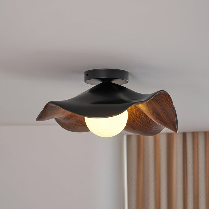 Ceiling Light Resin Wood Grain 11 in Flush Mount Bathroom Hallway Wall Fixture Modern Minimalist | Kalsten