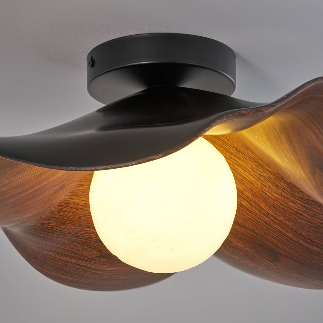 Ceiling Light Resin Wood Grain 11 in Flush Mount Bathroom Hallway Wall Fixture Modern Minimalist | Kalsten