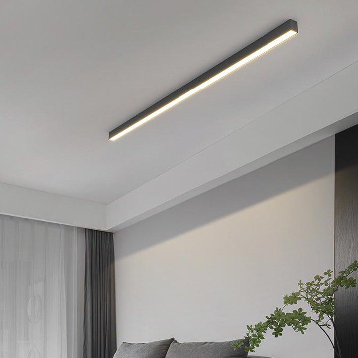 Ceiling Light Iron Linear LED 23.6 in Flush Mount Black White Modern Living Room Hallway Minimalist Strip Lighting Fixture | Kalsten