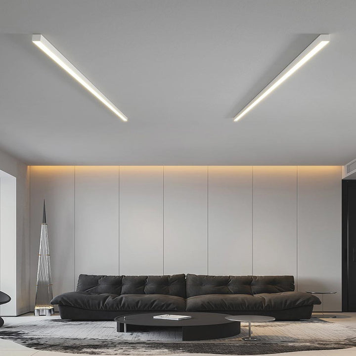 Ceiling Light Iron Linear LED 23.6 in Flush Mount Black White Modern Living Room Hallway Minimalist Strip Lighting Fixture | Kalsten