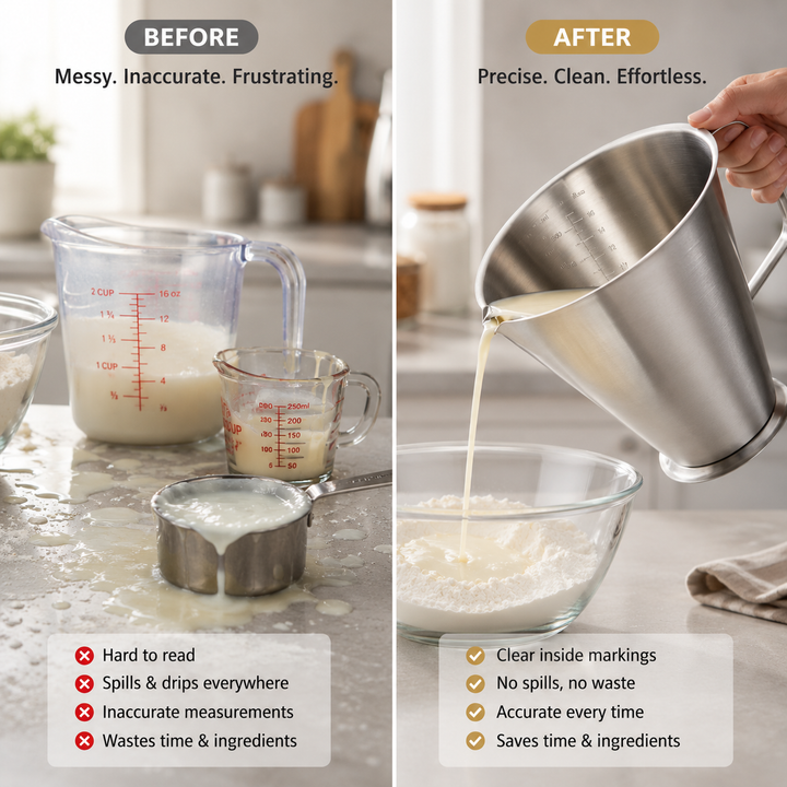 Measuring cup stainless steel 0.5 L with internal marking | Kalsten