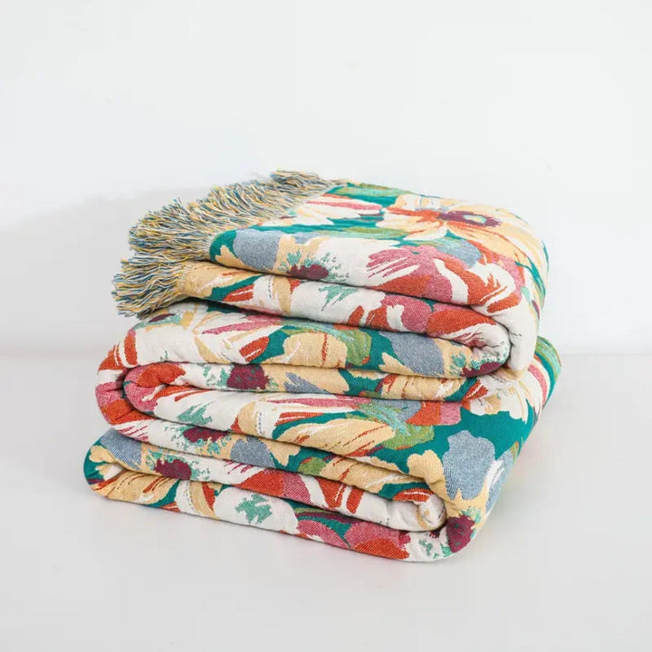 Cotton Blanket with Floral Design, Breathable, 79"x90.5"