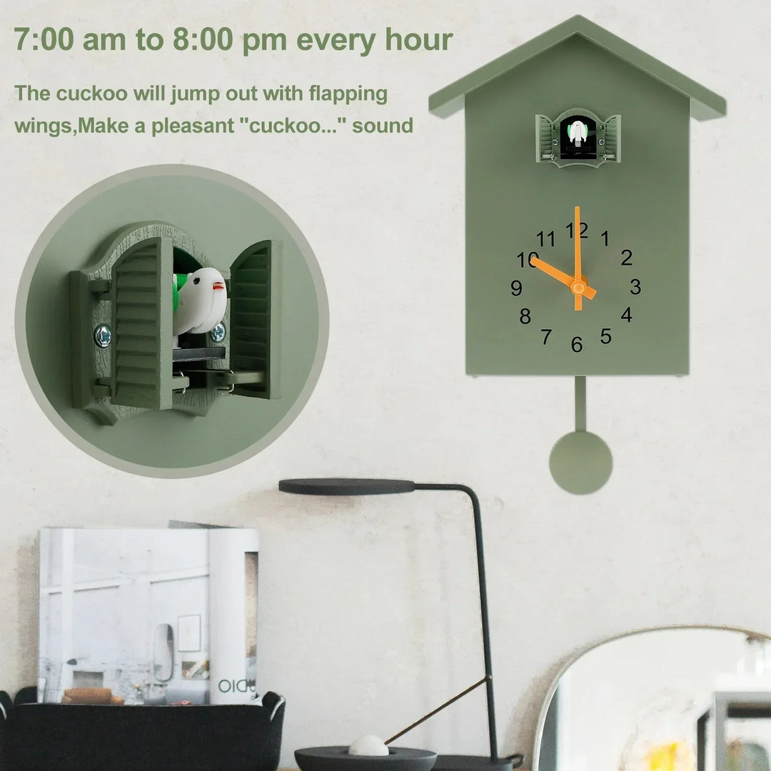 Kalsten | Cuckoo Clock Cuckoo Sound Clock with Pendulum Delicate Cuckoo Clock Bird Battery Operated Cuckoo Wall Clock for Living Room Decor