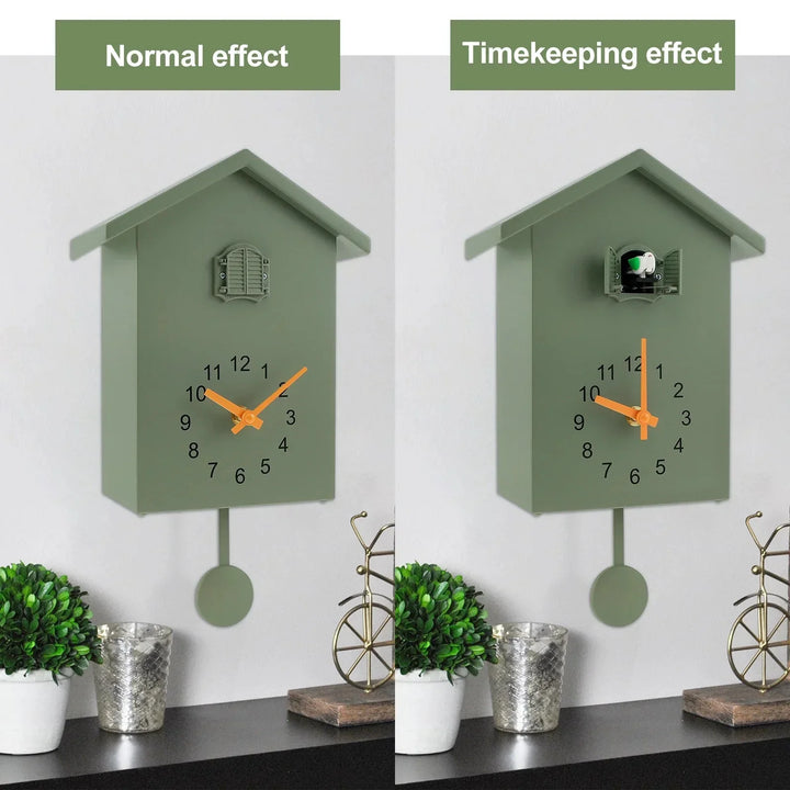 Kalsten | Cuckoo Clock Cuckoo Sound Clock with Pendulum Delicate Cuckoo Clock Bird Battery Operated Cuckoo Wall Clock for Living Room Decor