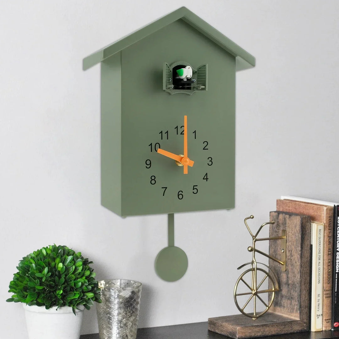 Kalsten | Cuckoo Clock Cuckoo Sound Clock with Pendulum Delicate Cuckoo Clock Bird Battery Operated Cuckoo Wall Clock for Living Room Decor