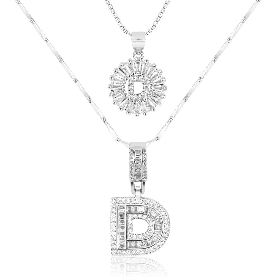 Kalsten | 2pc 14k Diamond Letter Initial Necklaces