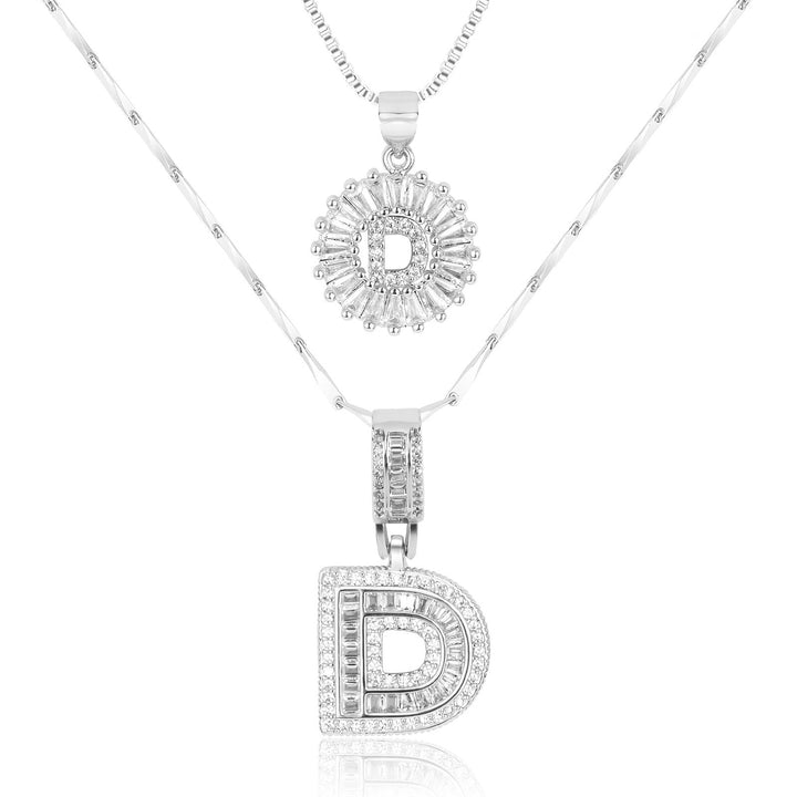 Kalsten | 2pc 14k Diamond Letter Initial Necklaces