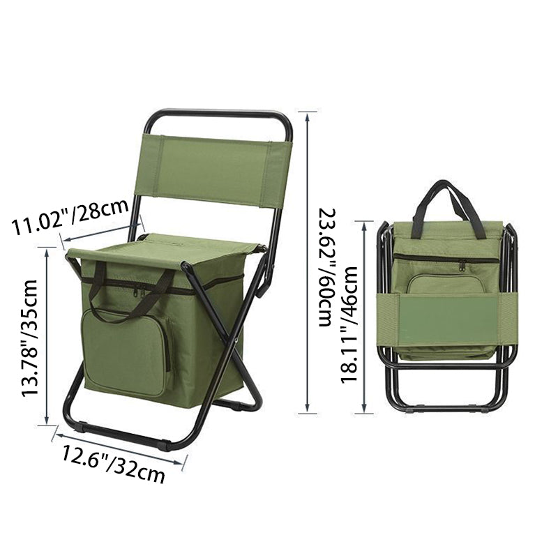 Contemporary Industrial Rectangular Oxford Fabric Steel Pipe Foldable Camping Chair Backrest Armless For Garden & Outdoor Patio | Kalsten
