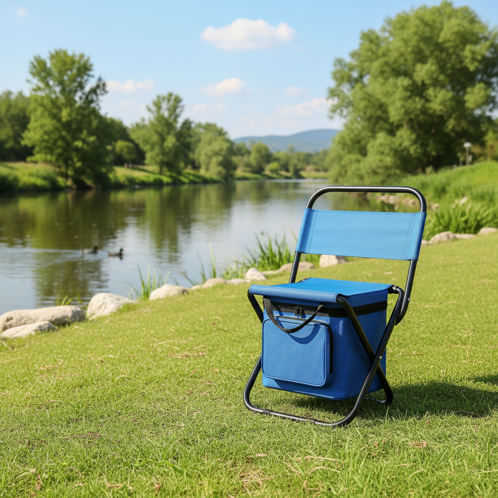 Contemporary Industrial Rectangular Oxford Fabric Steel Pipe Foldable Camping Chair Backrest Armless For Garden & Outdoor Patio | Kalsten