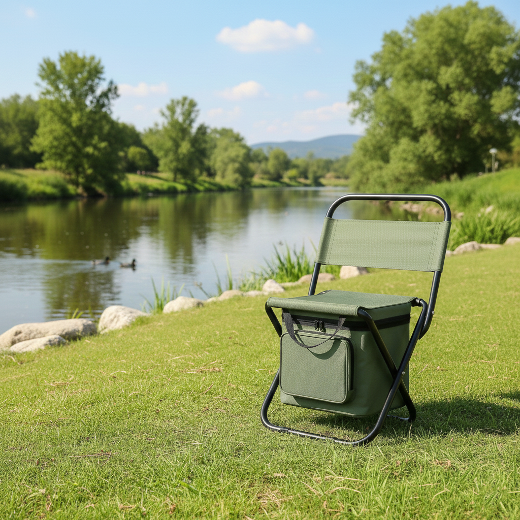 Contemporary Industrial Rectangular Oxford Fabric Steel Pipe Foldable Camping Chair Backrest Armless For Garden & Outdoor Patio | Kalsten
