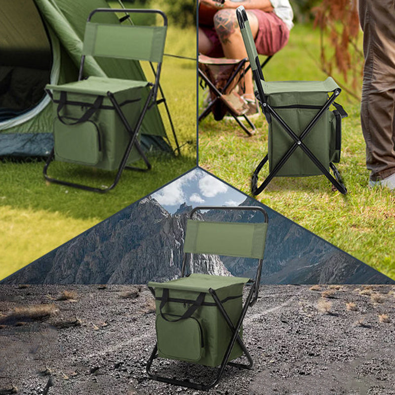 Contemporary Industrial Rectangular Oxford Fabric Steel Pipe Foldable Camping Chair Backrest Armless For Garden & Outdoor Patio | Kalsten