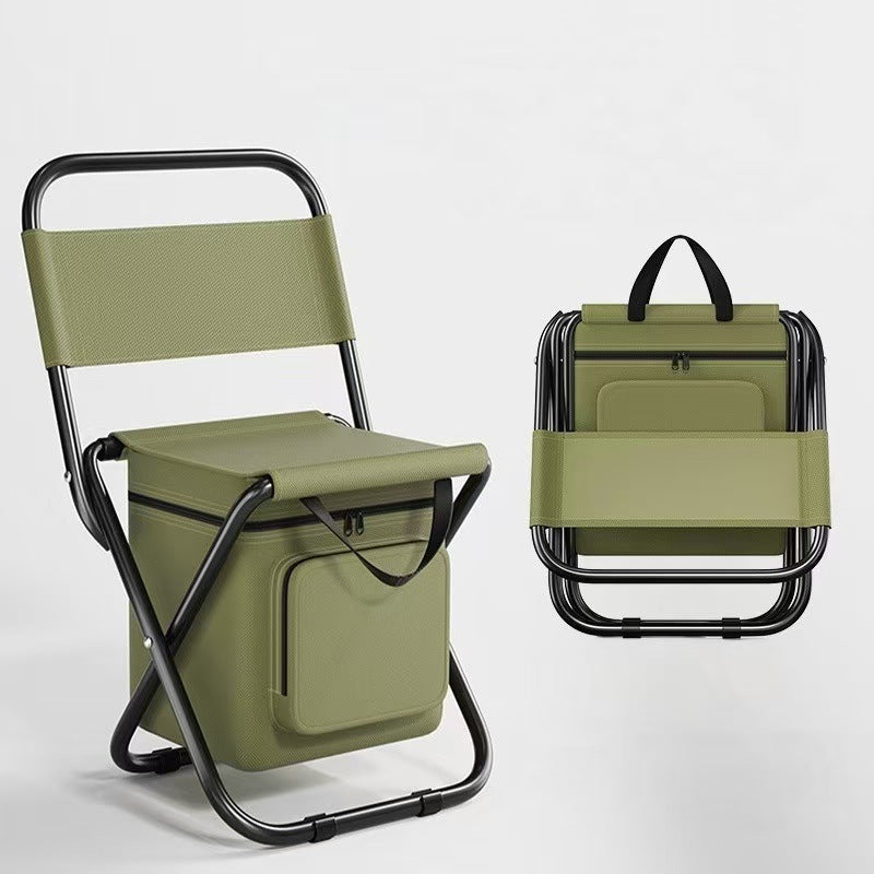 Contemporary Industrial Rectangular Oxford Fabric Steel Pipe Foldable Camping Chair Backrest Armless For Garden & Outdoor Patio | Kalsten