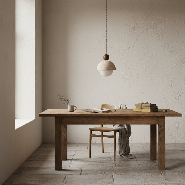 Pendant Light Travertine Glass Dome 5.9 in Beige Indoor Dining Kitchen Hanging Fixture Modern Lighting Decor | Kalsten