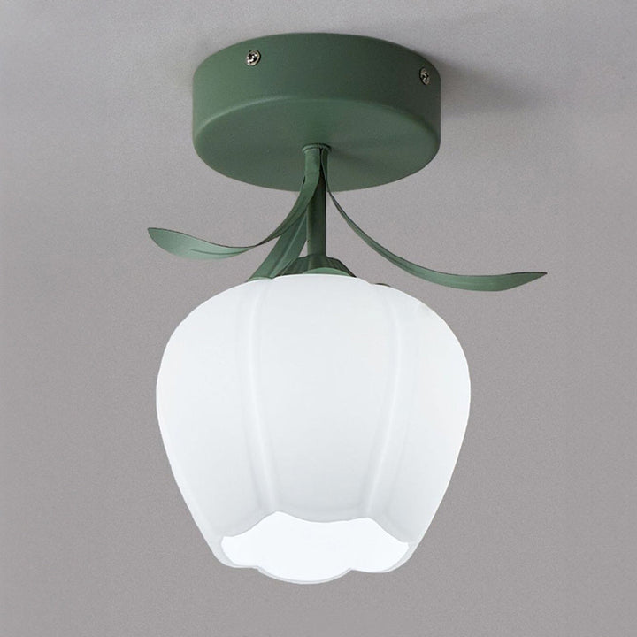 Floral Glass Shade Ceiling Lamp Kalsten