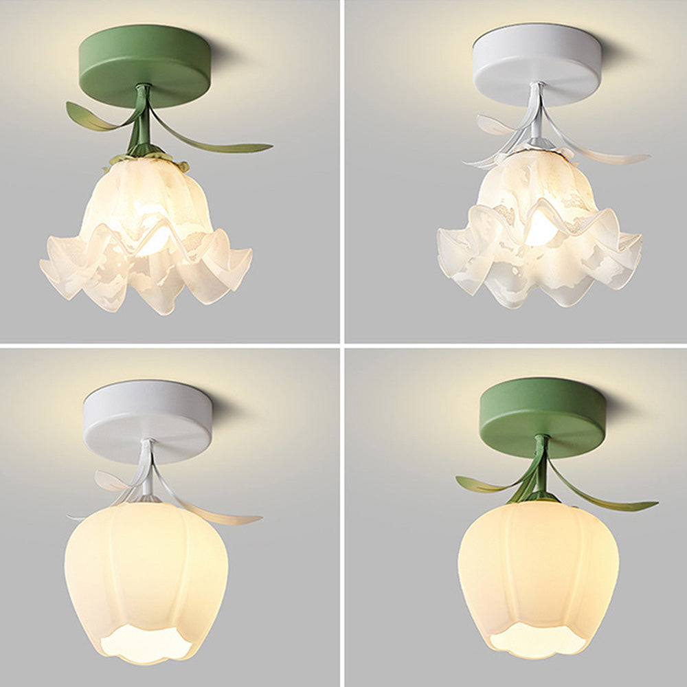 Kalsten | Ceiling Light with Floral Glass Shade Design