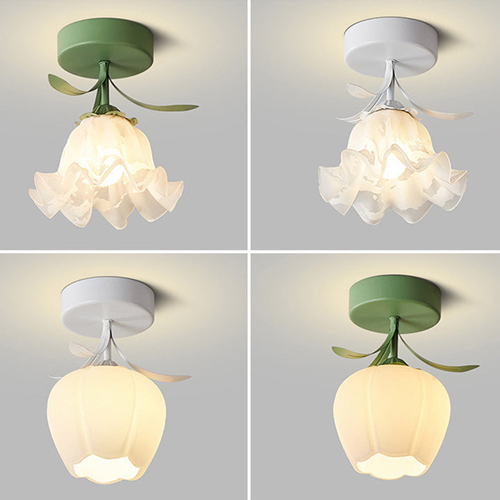 Kalsten | Ceiling Light with Floral Glass Shade Design