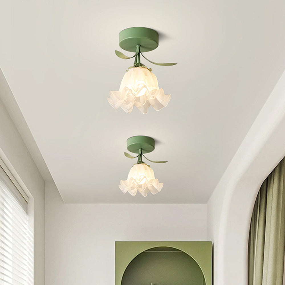 Kalsten | Ceiling Light with Floral Glass Shade Design