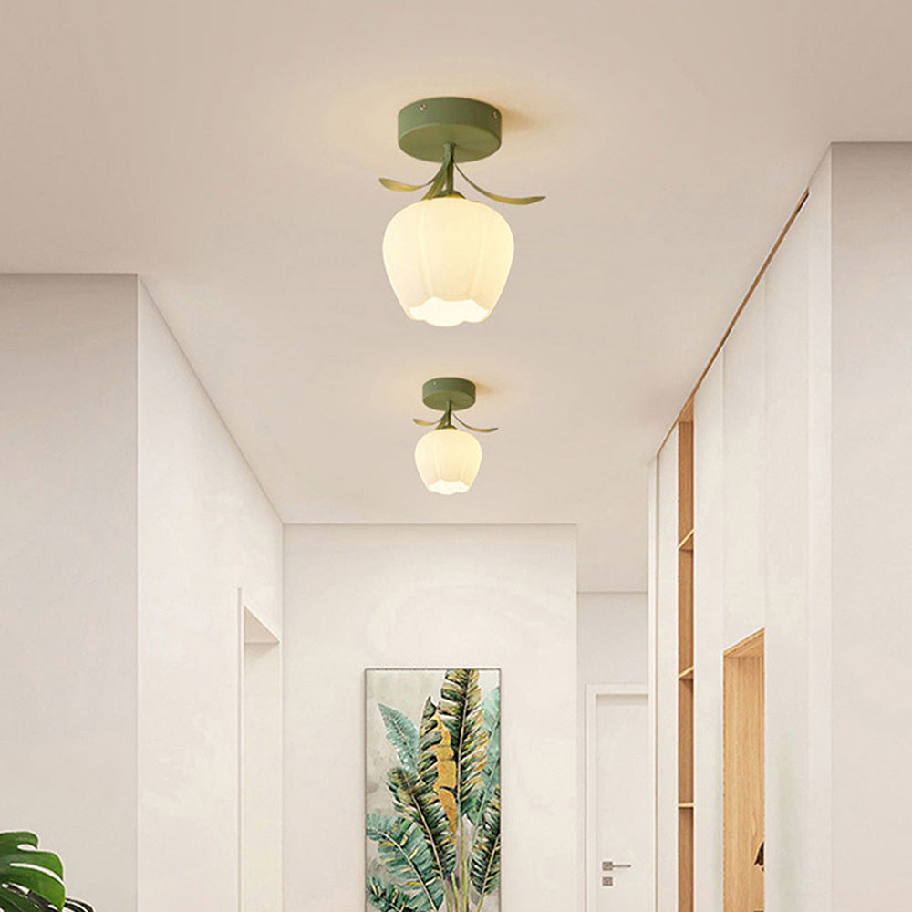 Kalsten | Ceiling Light with Floral Glass Shade Design