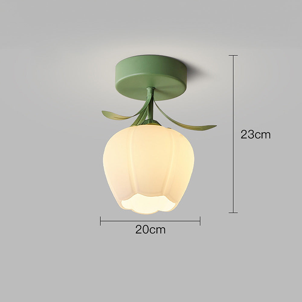 Floral Glass Shade Ceiling Lamp Kalsten