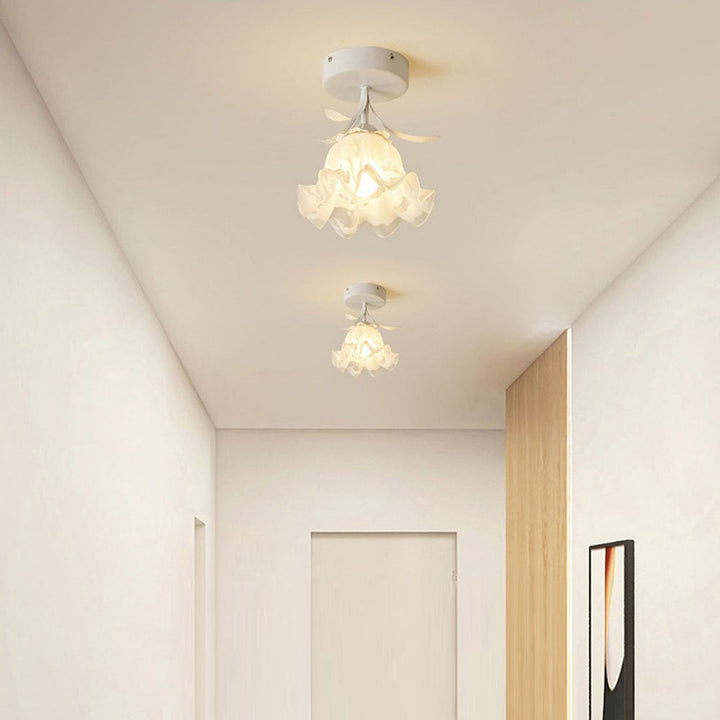 Floral Glass Shade Ceiling Lamp Kalsten