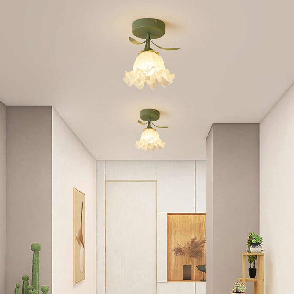 Kalsten | Ceiling Light with Floral Glass Shade Design