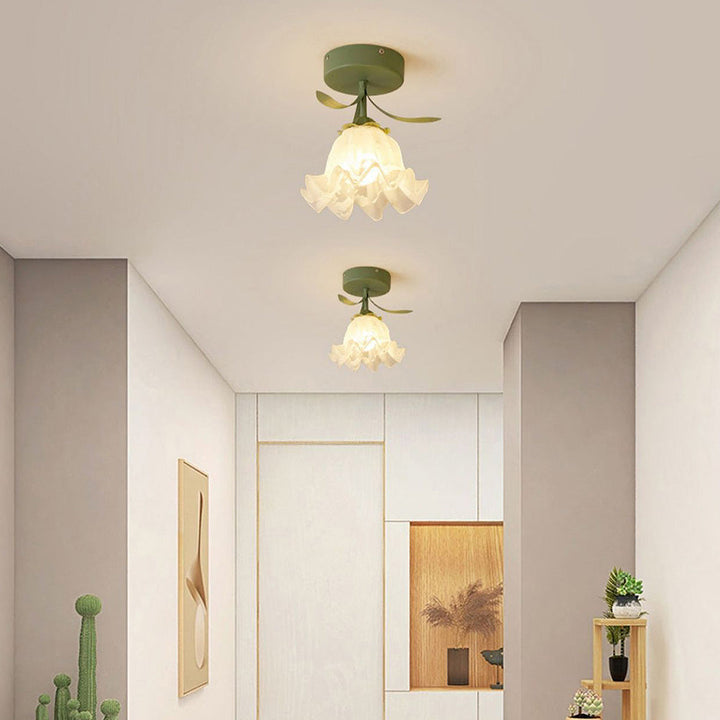 Floral Glass Shade Ceiling Lamp Kalsten