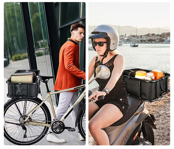 Kalsten | Heavy-Duty Rear Bike Basket with Rack – Large Metal Bicycle Carrier for Groceries, Commutes & E-Bikes