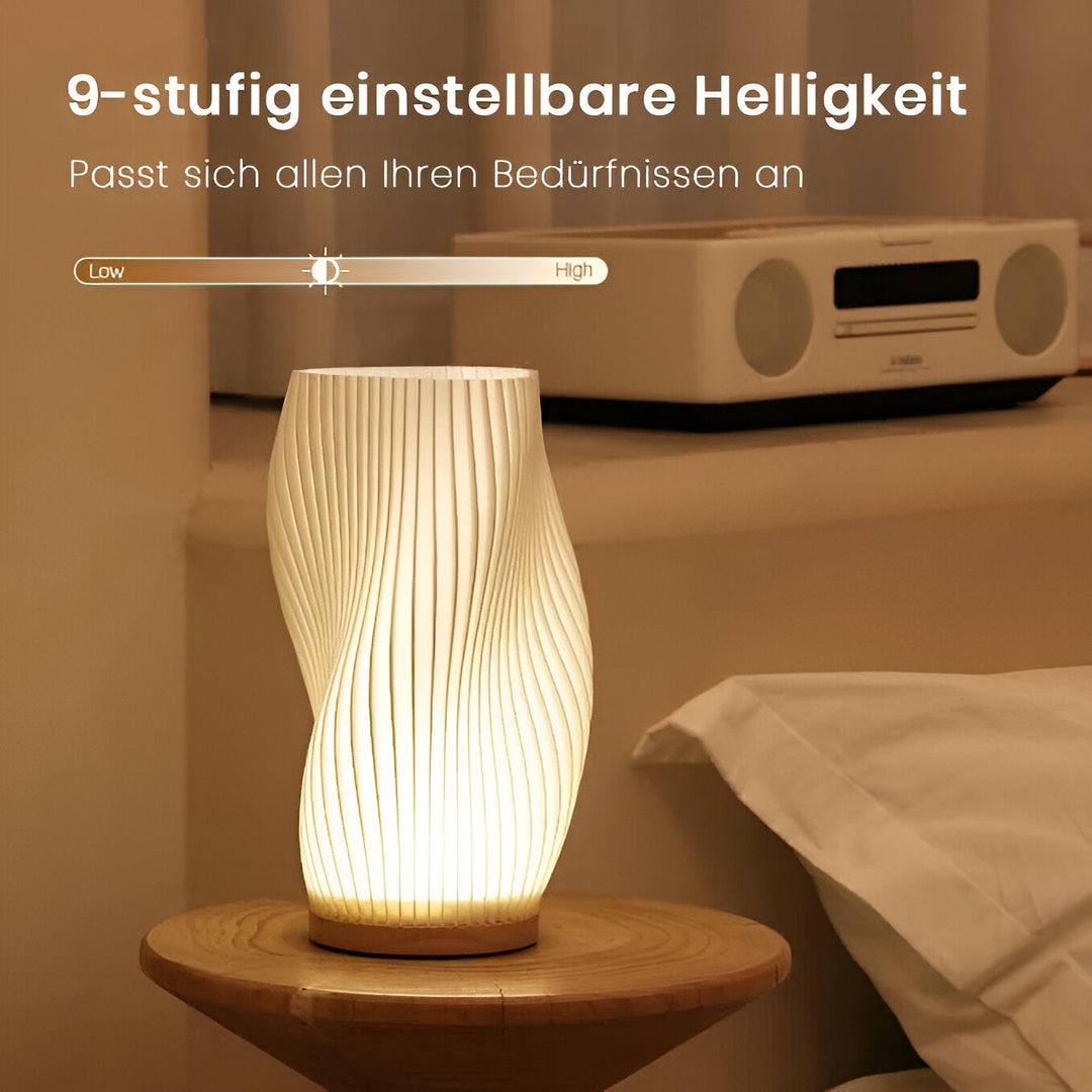 DreamWave - Modern cream-colored 3D wave lamp with elegant metal base | Kalsten
