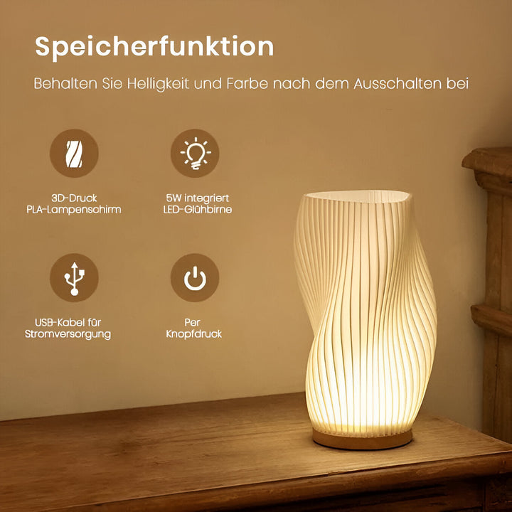 DreamWave - Modern cream-colored 3D wave lamp with elegant metal base | Kalsten