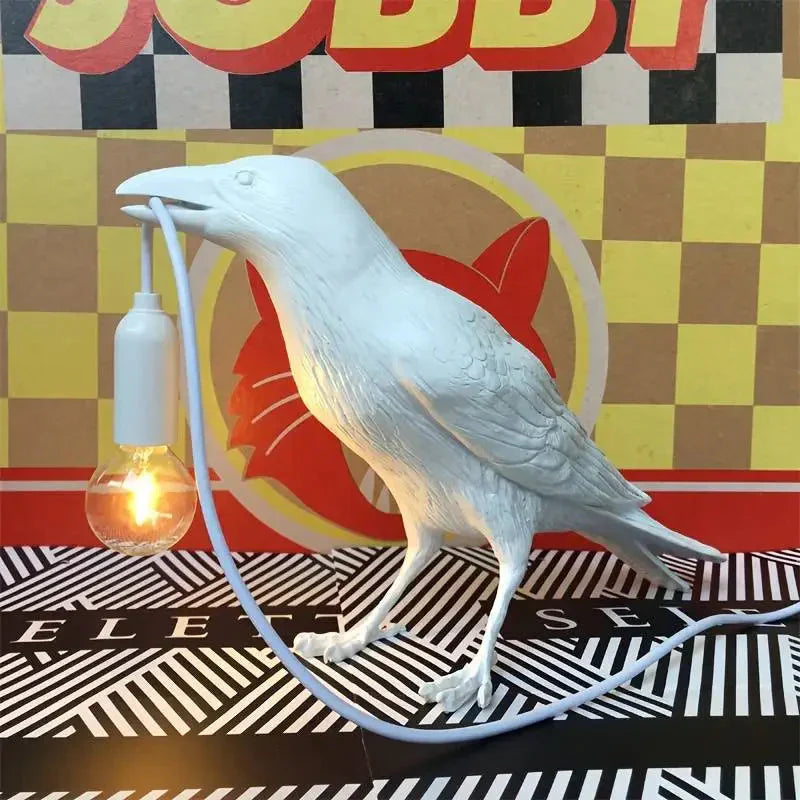 E14-Bulb with Plug Gothic Raven Lamp Vintage Resin Bird Lamp for Nightstand, Office, Living Room Farmhouse Art Deco Style | Kalsten