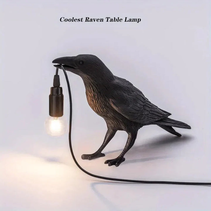 E14-Bulb with Plug Gothic Raven Lamp Vintage Resin Bird Lamp for Nightstand, Office, Living Room Farmhouse Art Deco Style | Kalsten