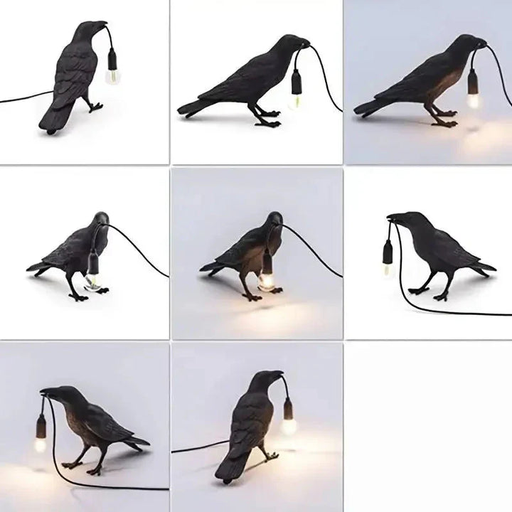 E14-Bulb with Plug Gothic Raven Lamp Vintage Resin Bird Lamp for Nightstand, Office, Living Room Farmhouse Art Deco Style | Kalsten