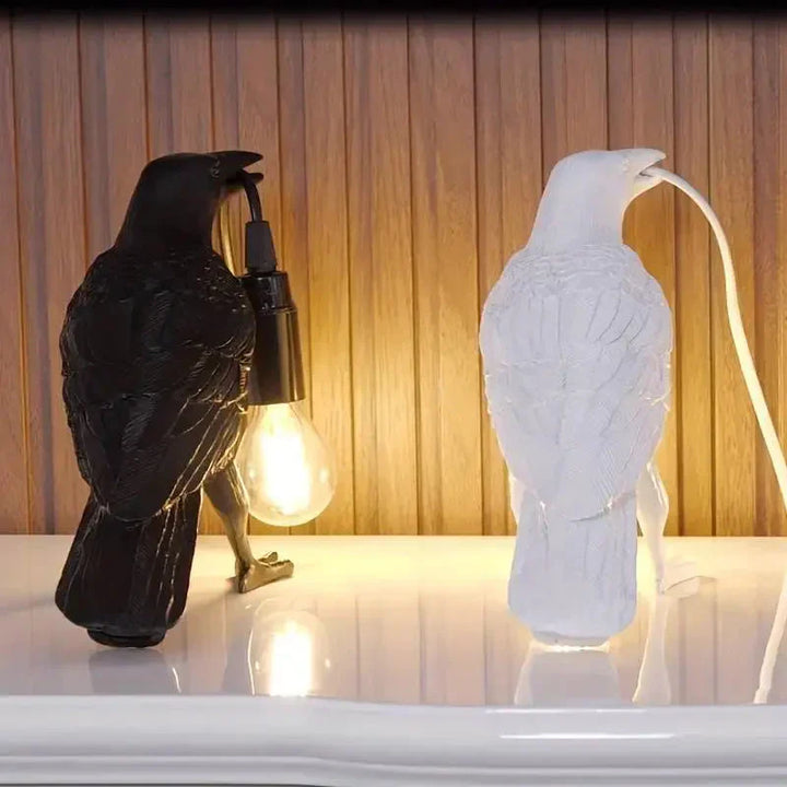 E14-Bulb with Plug Gothic Raven Lamp Vintage Resin Bird Lamp for Nightstand, Office, Living Room Farmhouse Art Deco Style | Kalsten
