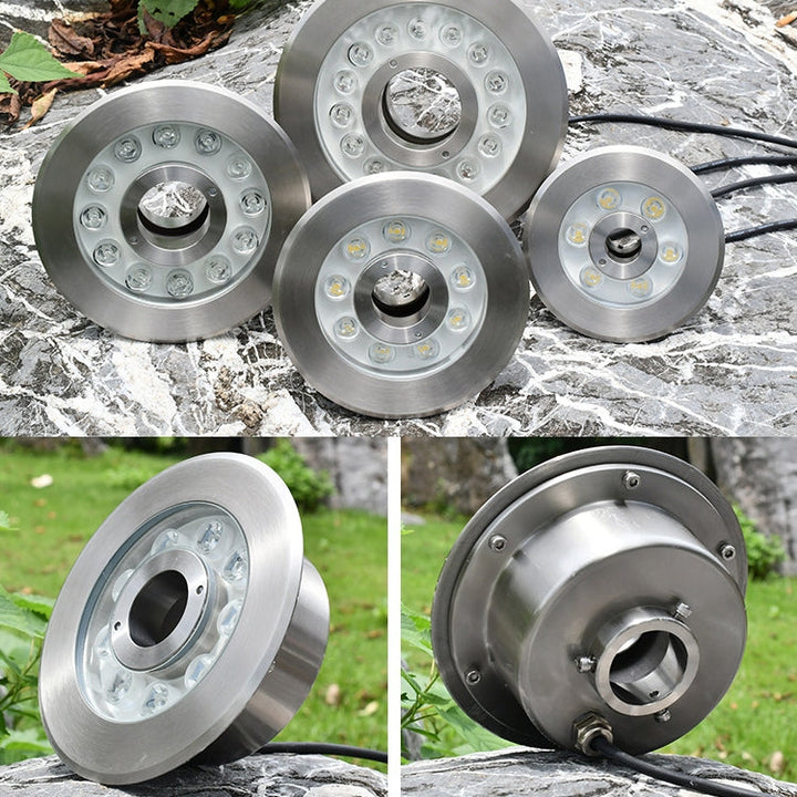 Kalsten | 18W Landscape Colored Color Change Ring LED Stainless Steel Underwater Fountain Light (Colorful)