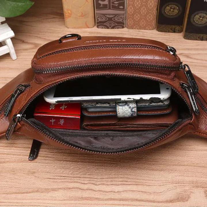 Kalsten | Genuine Cowhide Leather Waist Bag for Men – Large Capacity Fanny Pack, Belt & Crossbody Travel Bag