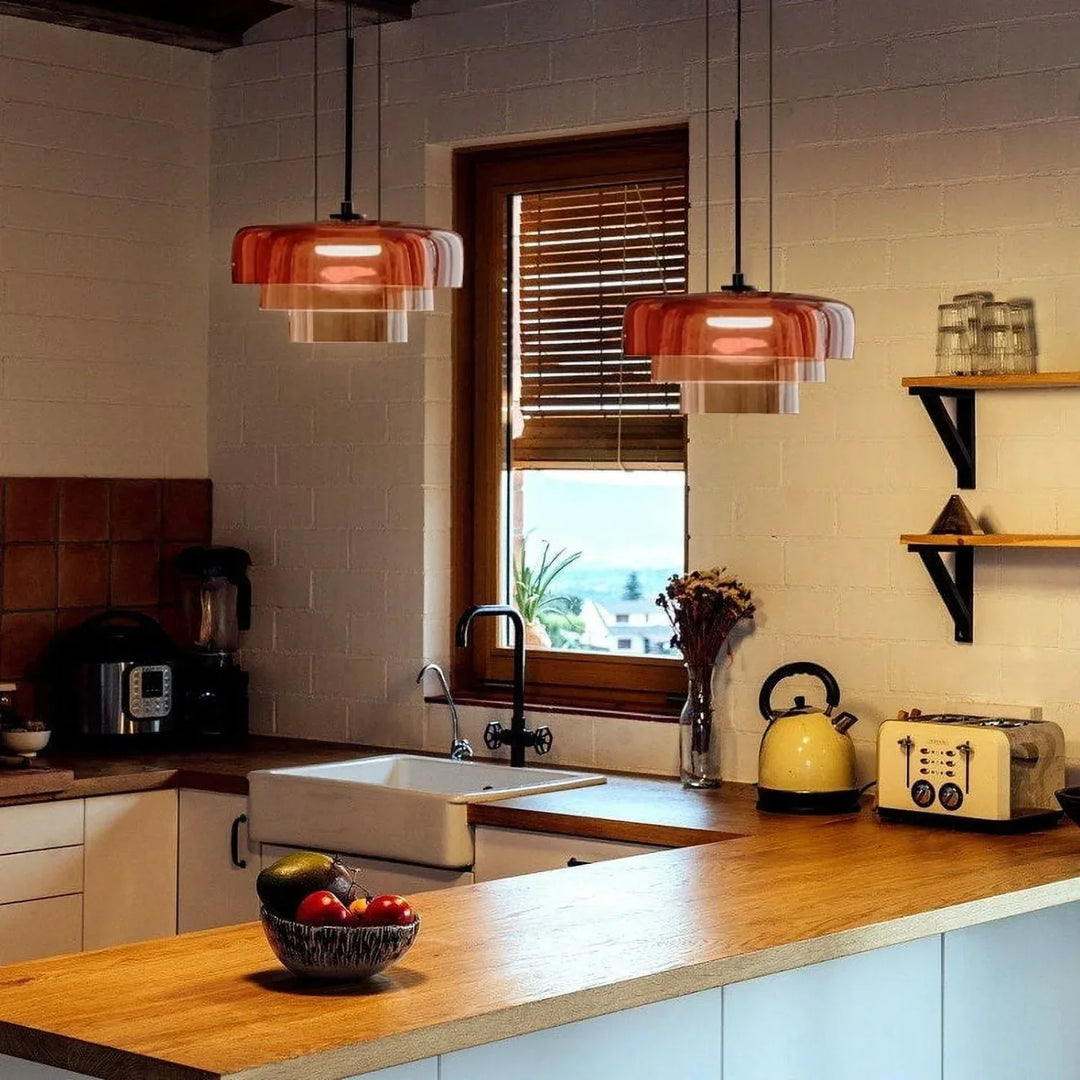 Pendant Light Glass Bowl 10 in Adjustable Dining Room Lounge Hanging Lamp Artistic Ambient Lighting | Kalsten