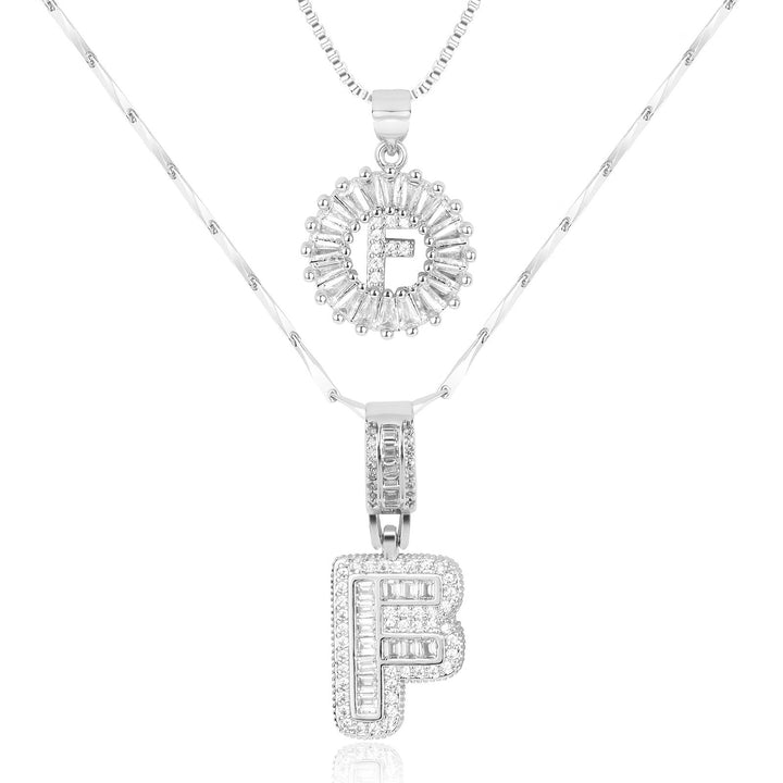 Kalsten | 2pc 14k Diamond Letter Initial Necklaces