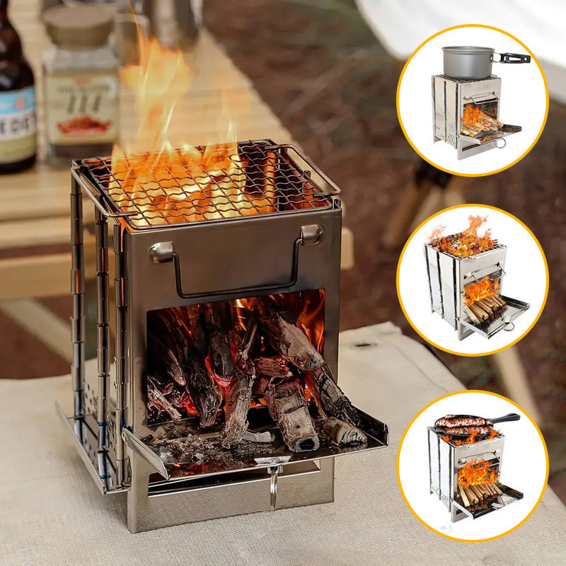 Mini Wood Stove – Stainless Steel Camping Grill